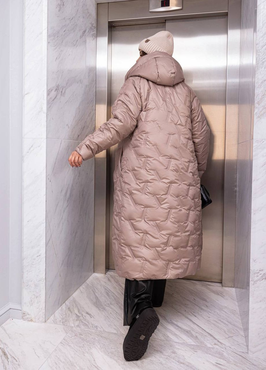 Бежевая женское стеганное теплое пальто цвет бежевый р.50/52 448457 New Trend