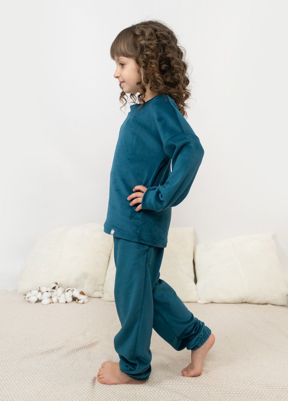 Смарагдова піжама дитяча домашня велюрова кофта зі штанами смарагд Maybel