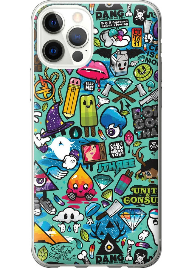 Силиконовый чехол 'Стикер бомбинг 1' для Endorphone Apple iPhone 12 (257879103)