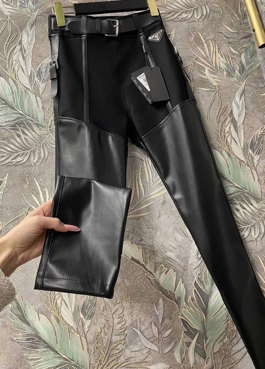 Жіночі брюки екошкіри + Алекс (Італійський трикотаж) No Brand (263605315)