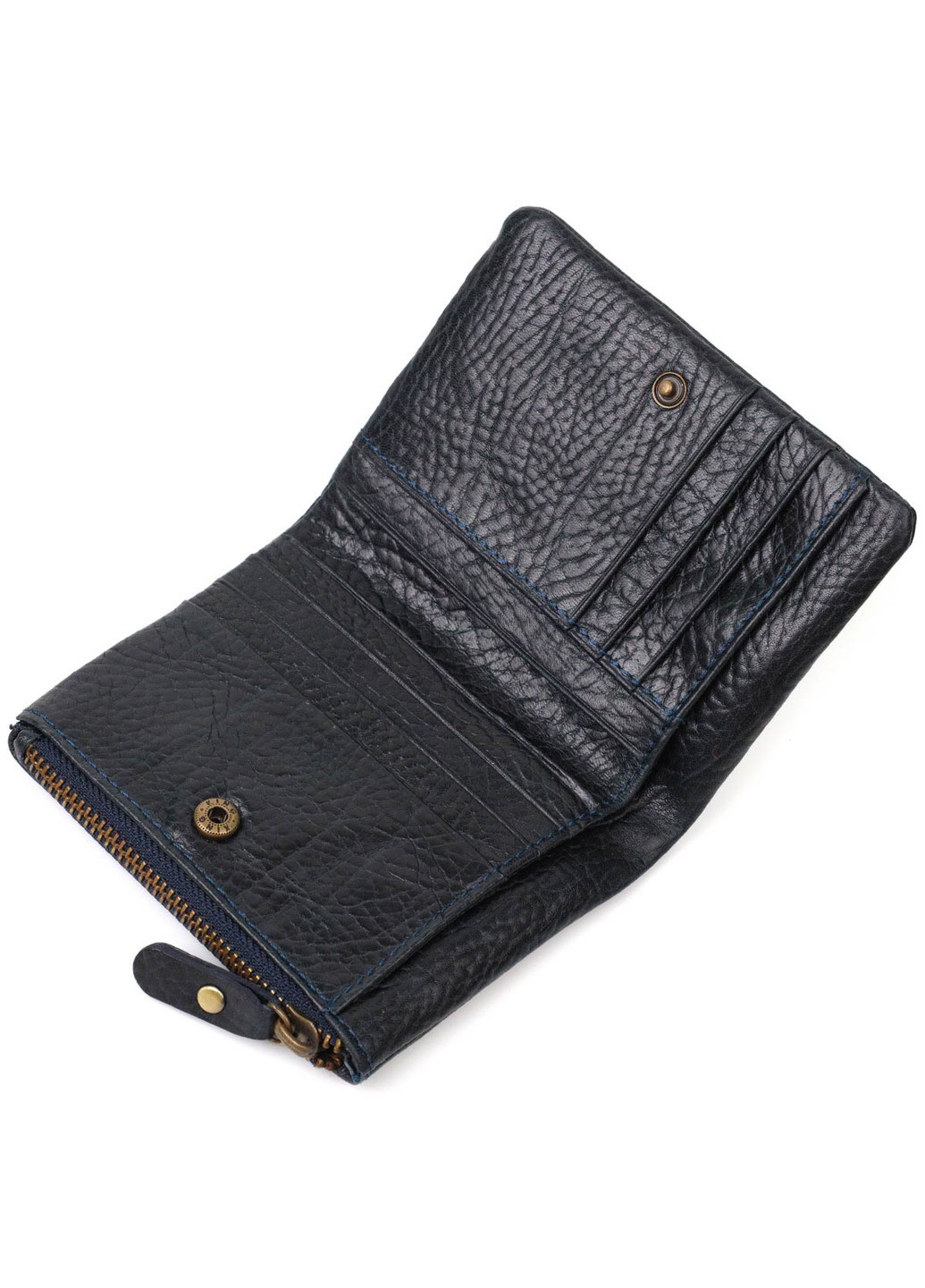 Маленький та місткий гаманець з натуральної шкіри 22021 Синій Tony Bellucci (262158777)