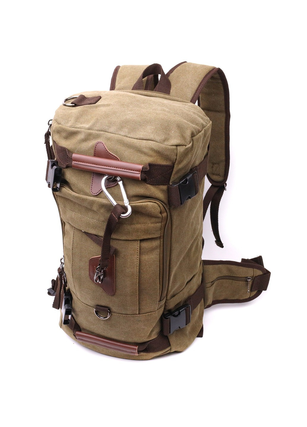 Вместительный рюкзак-трансформер в стиле милитари из плотного текстиля 22158 Оливковый Vintage (267948735)