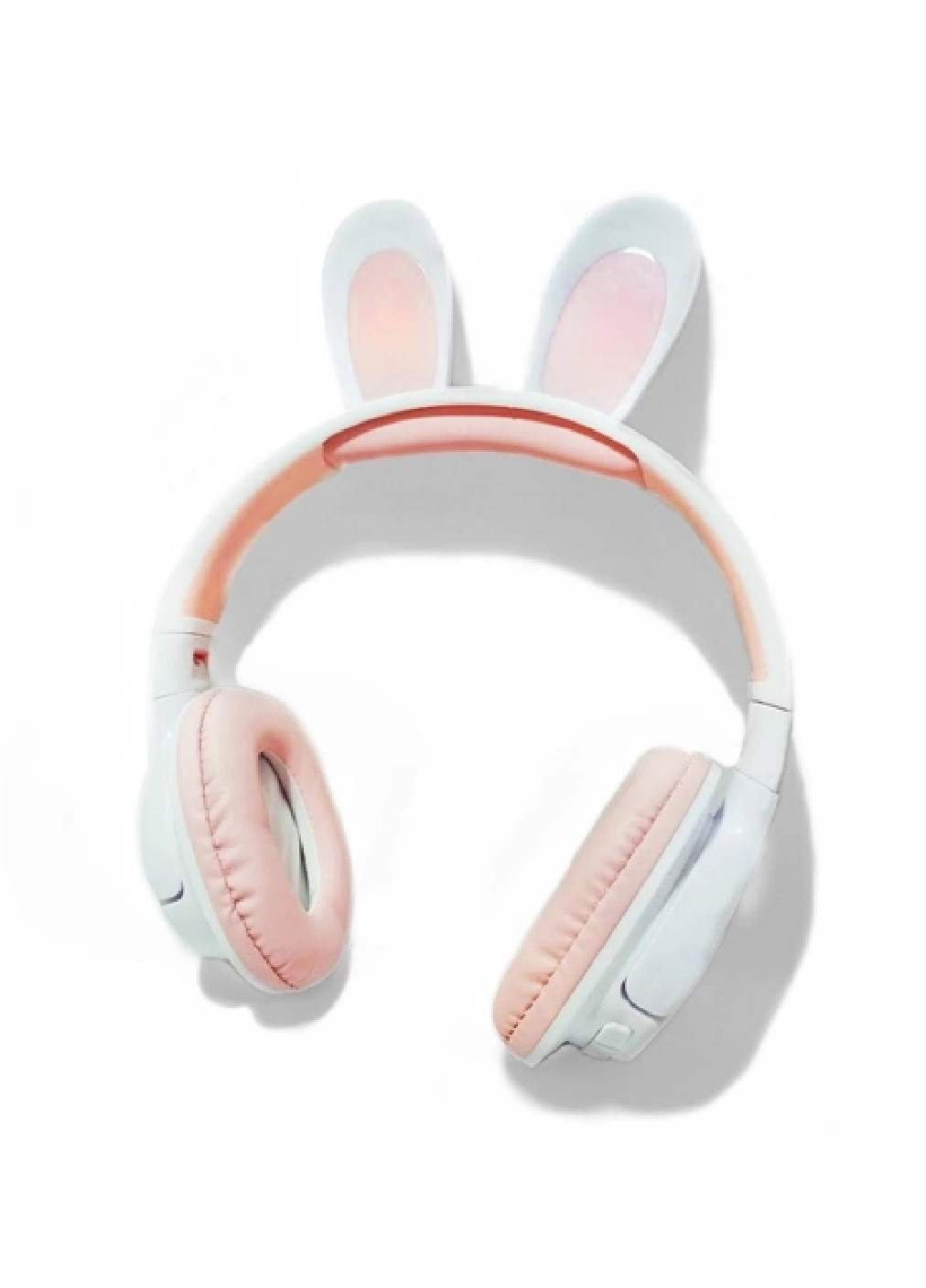 Дитячі бездротові блютуз навушники з мікрофоном LED підсвічуванням вушками кролика 300 mAh (475689-Prob) Білі з рожевим Unbranded (269993125)
