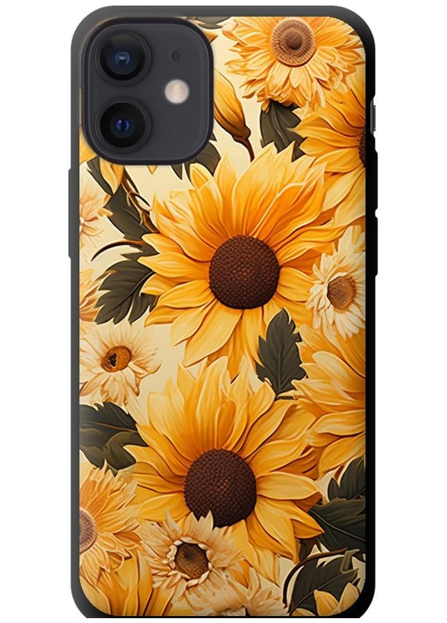 TPU черный чехол 'Подсолнухи 2' для Endorphone Apple iPhone 12 Mini (267239936)