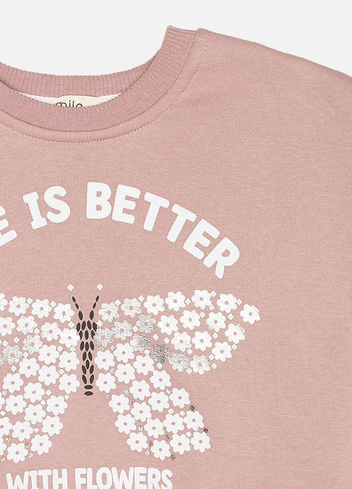 Smile свитшот для девочки цвет пудровый цб-00228344 светло-розовый футер
