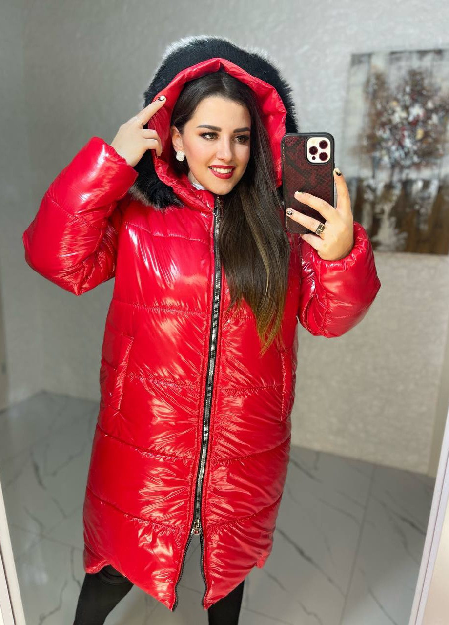Красная женское плащевое пальто красного цвета 385969 New Trend