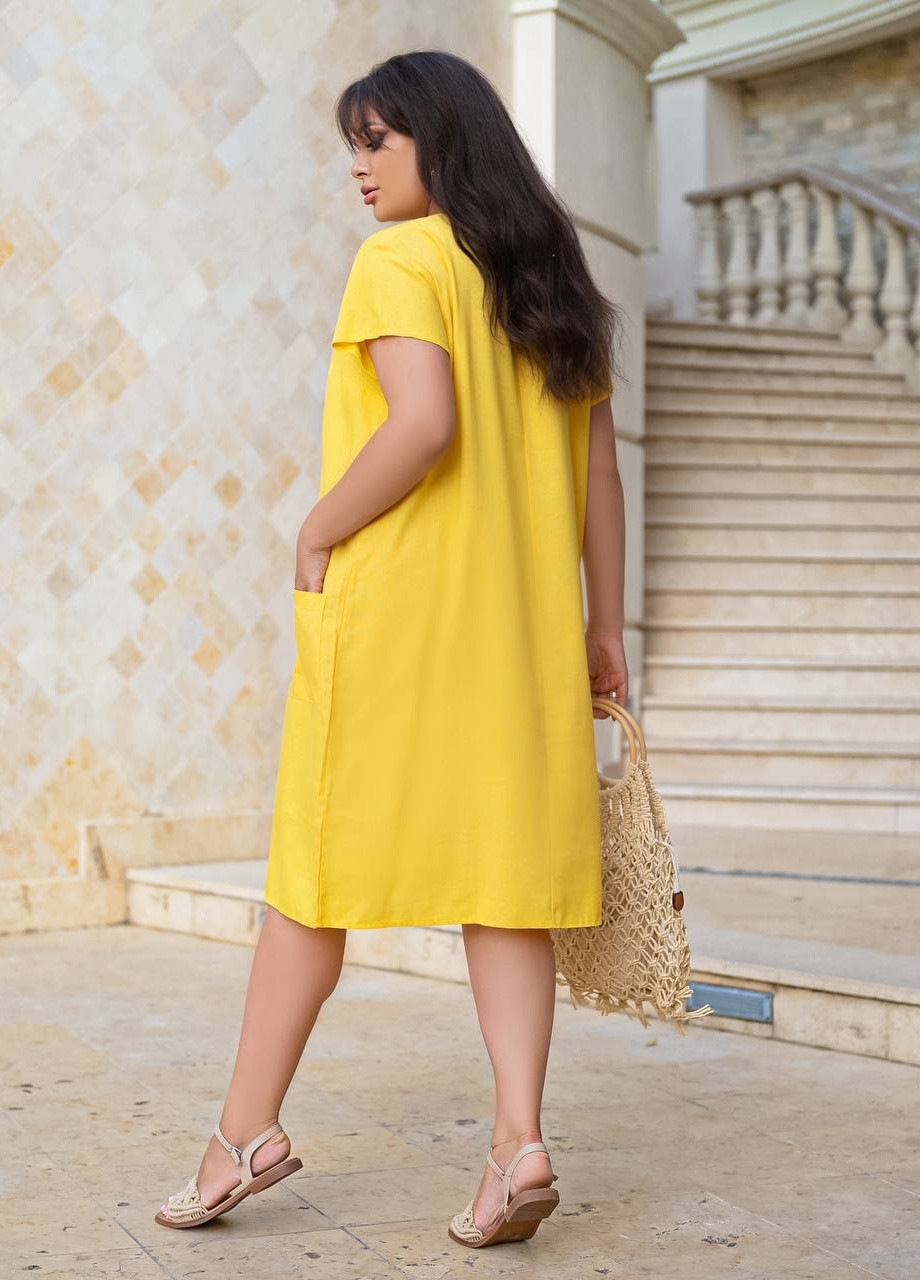 Желтое женское платье с карманами цвет желтый р.46/48 437271 New Trend
