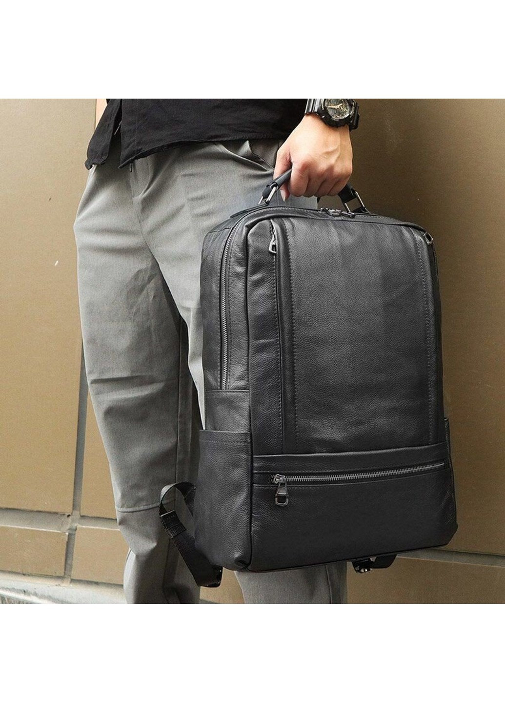 Чоловік шкіряний рюкзак 14949 Чорний Vintage (269994153)