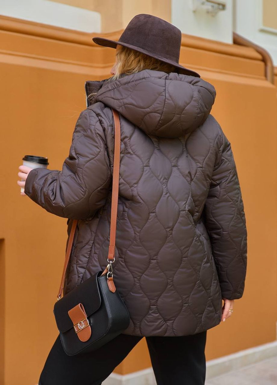 Коричнева женская теплая куртка цвет шоколад р.62/64 445181 New Trend