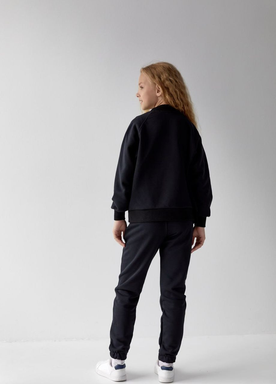 Детский костюм бомбер и джогеры для девочки цвет черный р.158 441772 New Trend (263134117)