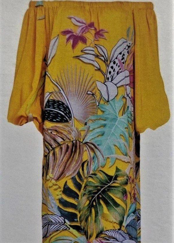 Туника платье пляжное свободного кроя One size Желтая с растительным принтом Julliana 17142S Toccata (259214544)