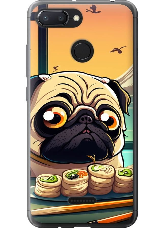 2D пластиковий чохол 'Мопс і суші' для Endorphone Xiaomi Redmi 6 (276319844)