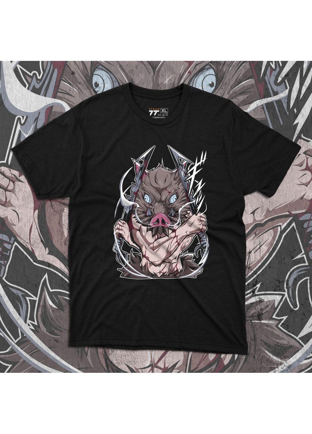 Чорна футболка з принтом клинок розсікаючий демонів - іноске хашибіра 3 No Brand
