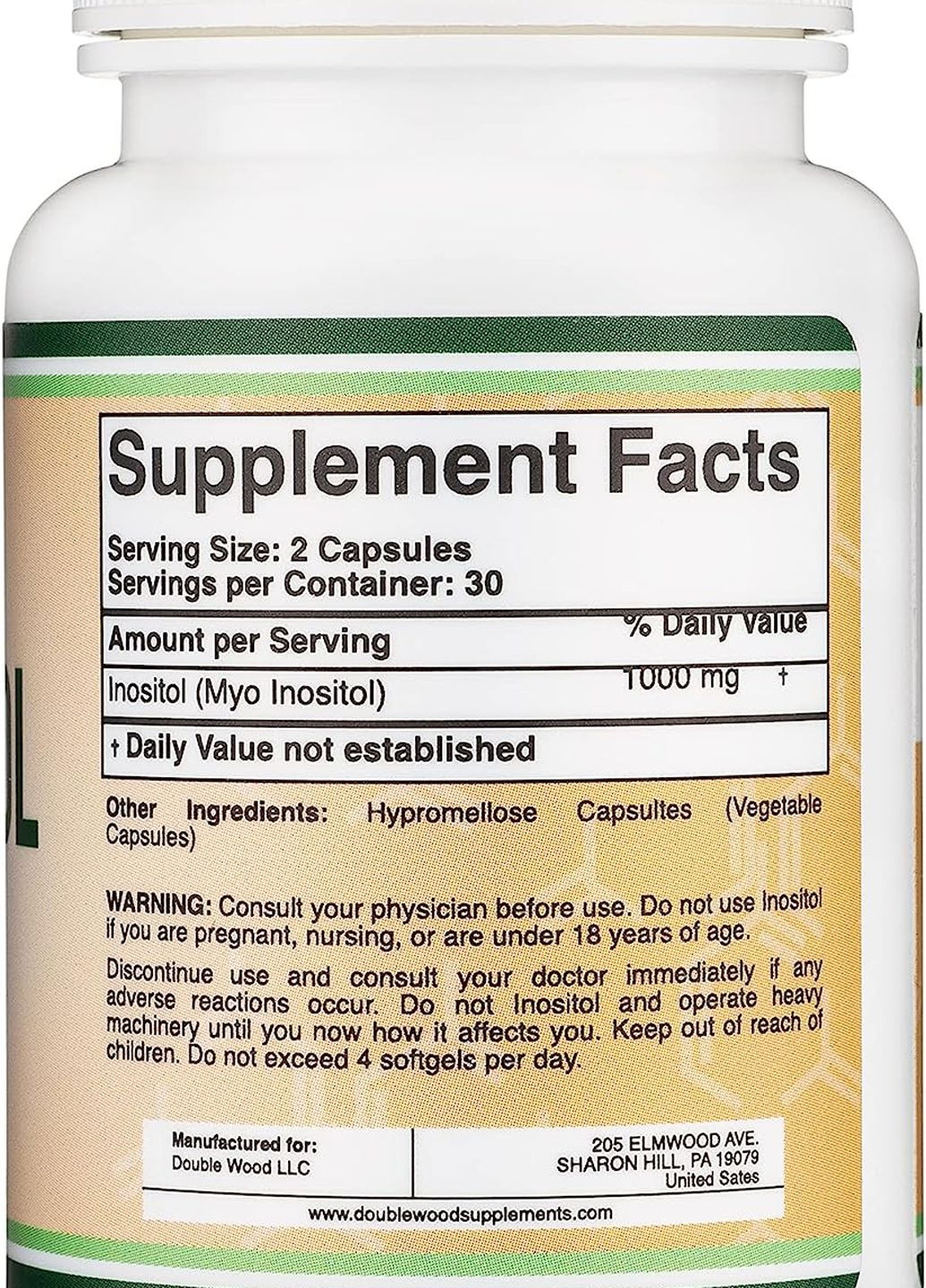 Инозитол Inositol 1000 mg 60 capsules Double Wood Supplements (261765771)