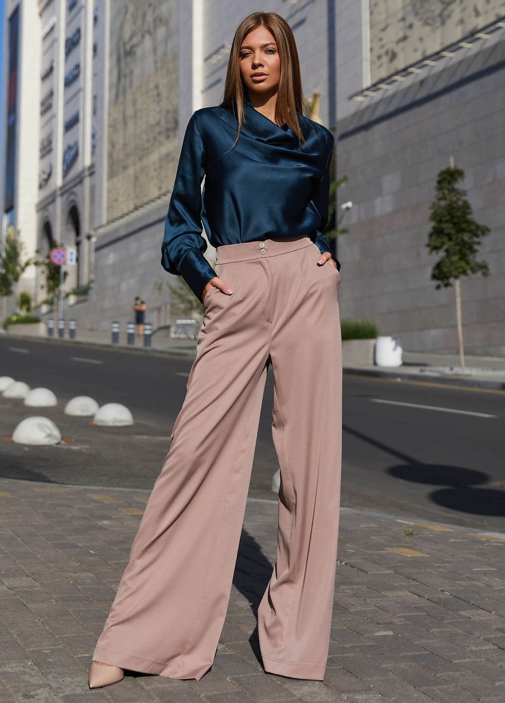 Светло-коричневые повседневный, кэжуал летние палаццо брюки Jadone Fashion