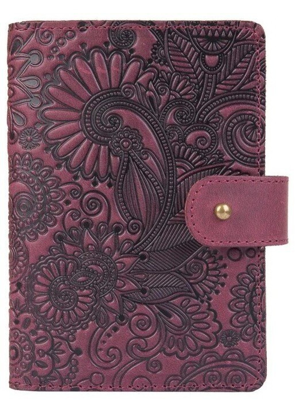 Обкладинка для паспорта зі шкіри «Mehendi Art» PB-03S / 1 Shabby Alga Темно-зелений Hi Art (268371265)