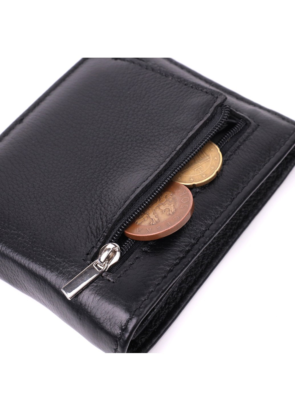 Шкіряне чоловіче портмоне із затискачем 22481 Чорний st leather (277980542)