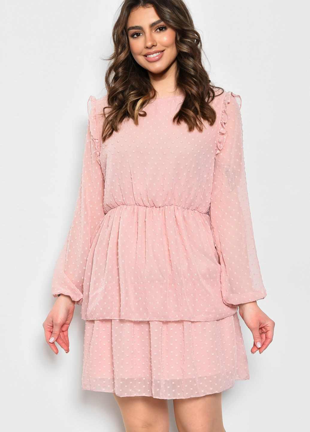 Розовое кэжуал платье женское розового цвета баллон Let's Shop однотонное