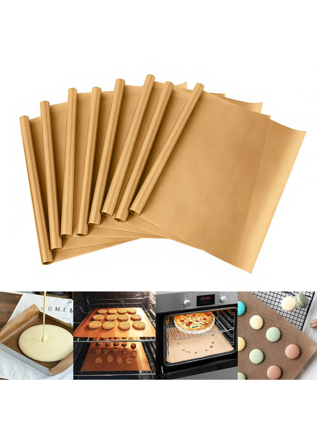 Набір з 8 листів тефлонових багаторазових прямокутних для випікання та грилю 33х45 см Kitchen Master (270363753)