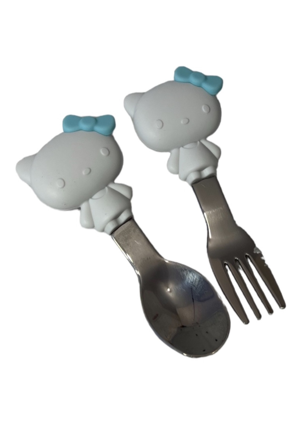 Дитячий Силіконовий Набір посуду Для годування Hello Kitty (Блакитний Бант) 6 Предметів Home (266905514)