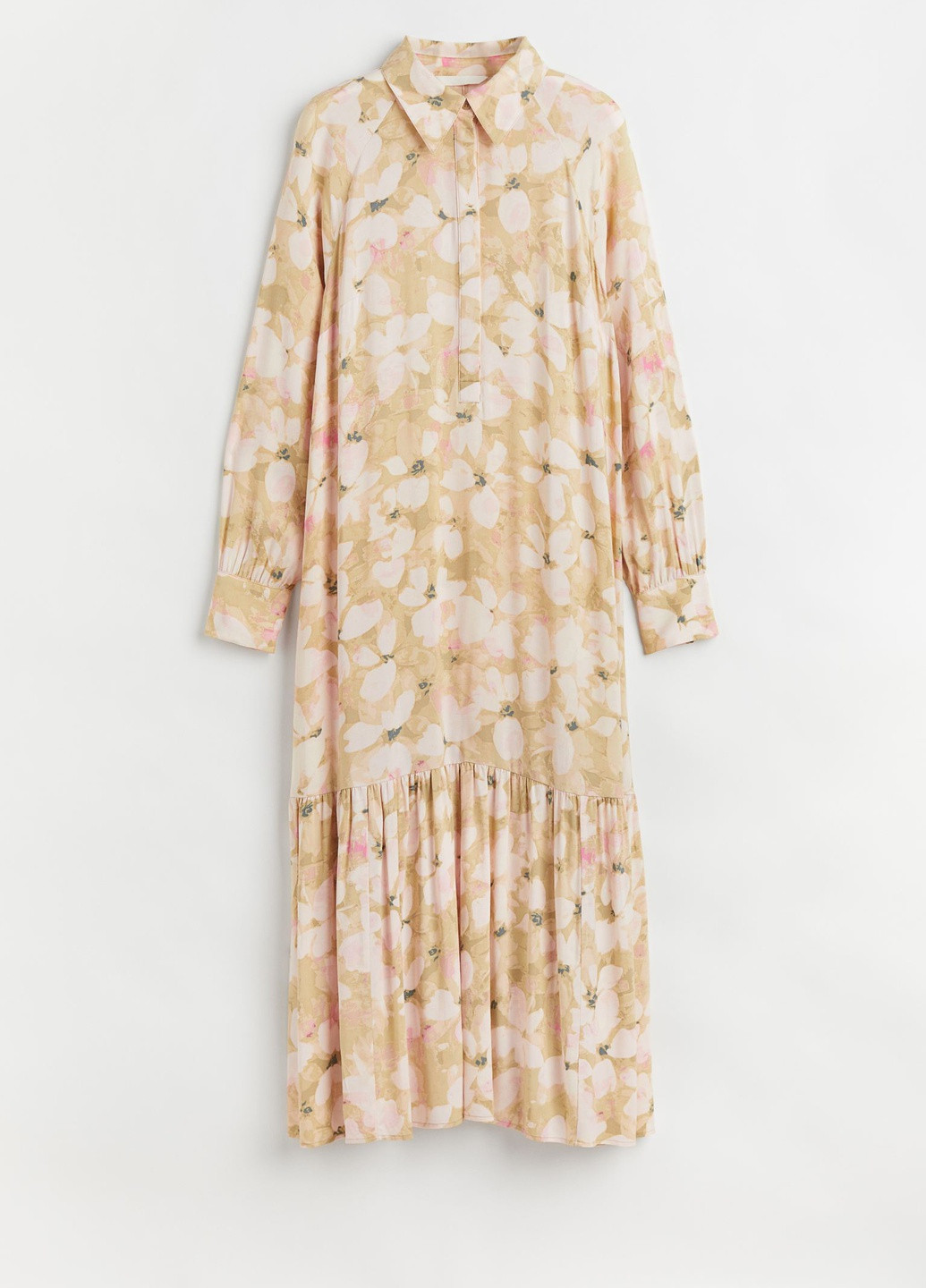 Комбинированное повседневный платье-рубашка с рисунком H&M с цветочным принтом
