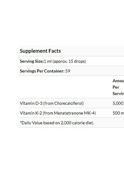 Vitamin D-3 K-2 Drop Ins, 2 fl oz 59 ml Natural Citrus Flavor CAL41369 KAL (256724387)