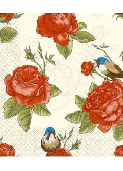 Салфетки бумажные Винтажный розы трехслойные с рисунком 18 шт. Марго (266899672)