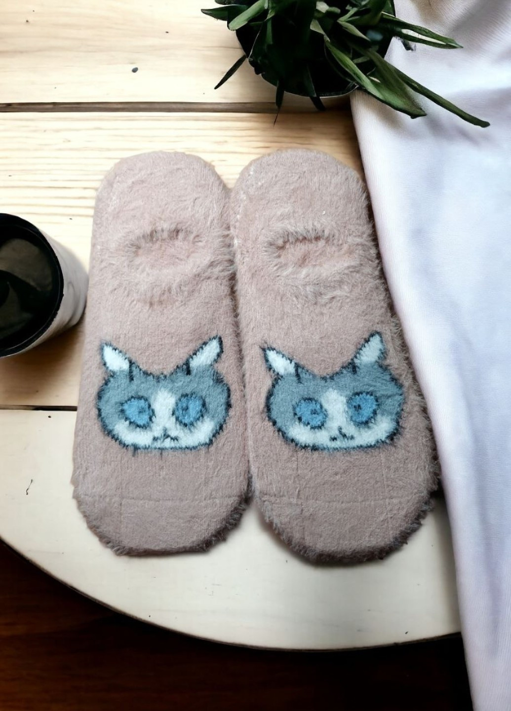Жіночі шкарпетки сліди з кашеміром норки Funny Cat Корона (275992961)