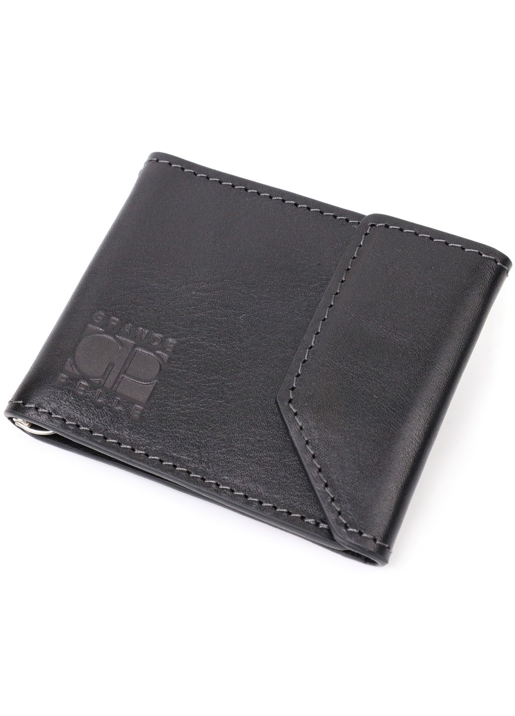 Зручний шкіряний затискач для грошей з держателем Apple AirTag 11619 Чорний Grande Pelle (267507177)