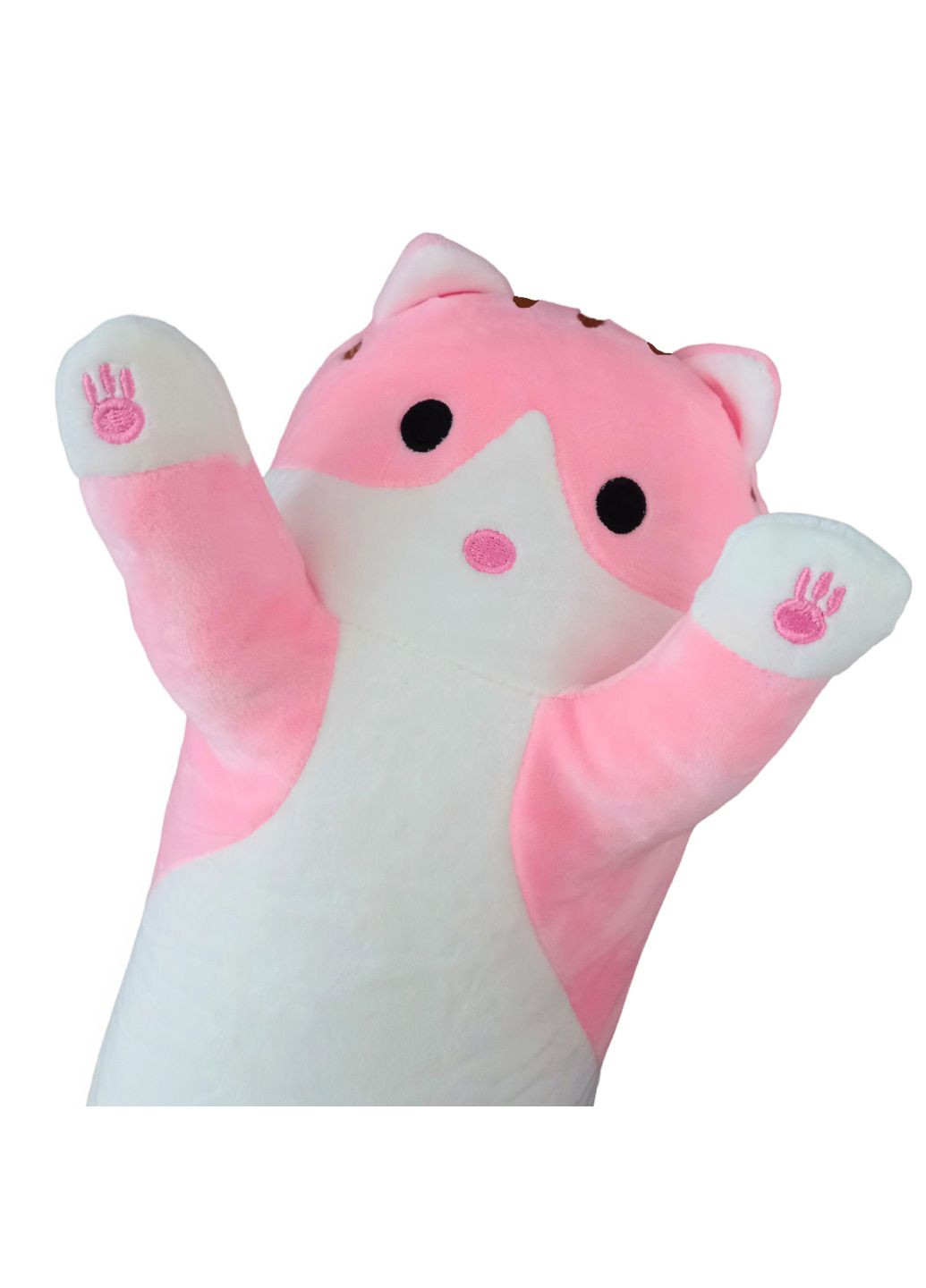 Кіт батон м'яка іграшка антистрес подушка плюшевий котик обіймашка 50 см рожевий No Brand (268666763)
