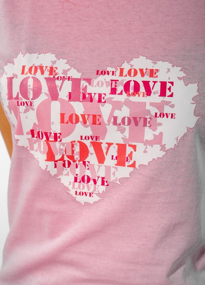 Розовая летняя футболка женская сердце love (розовый) Time of Style