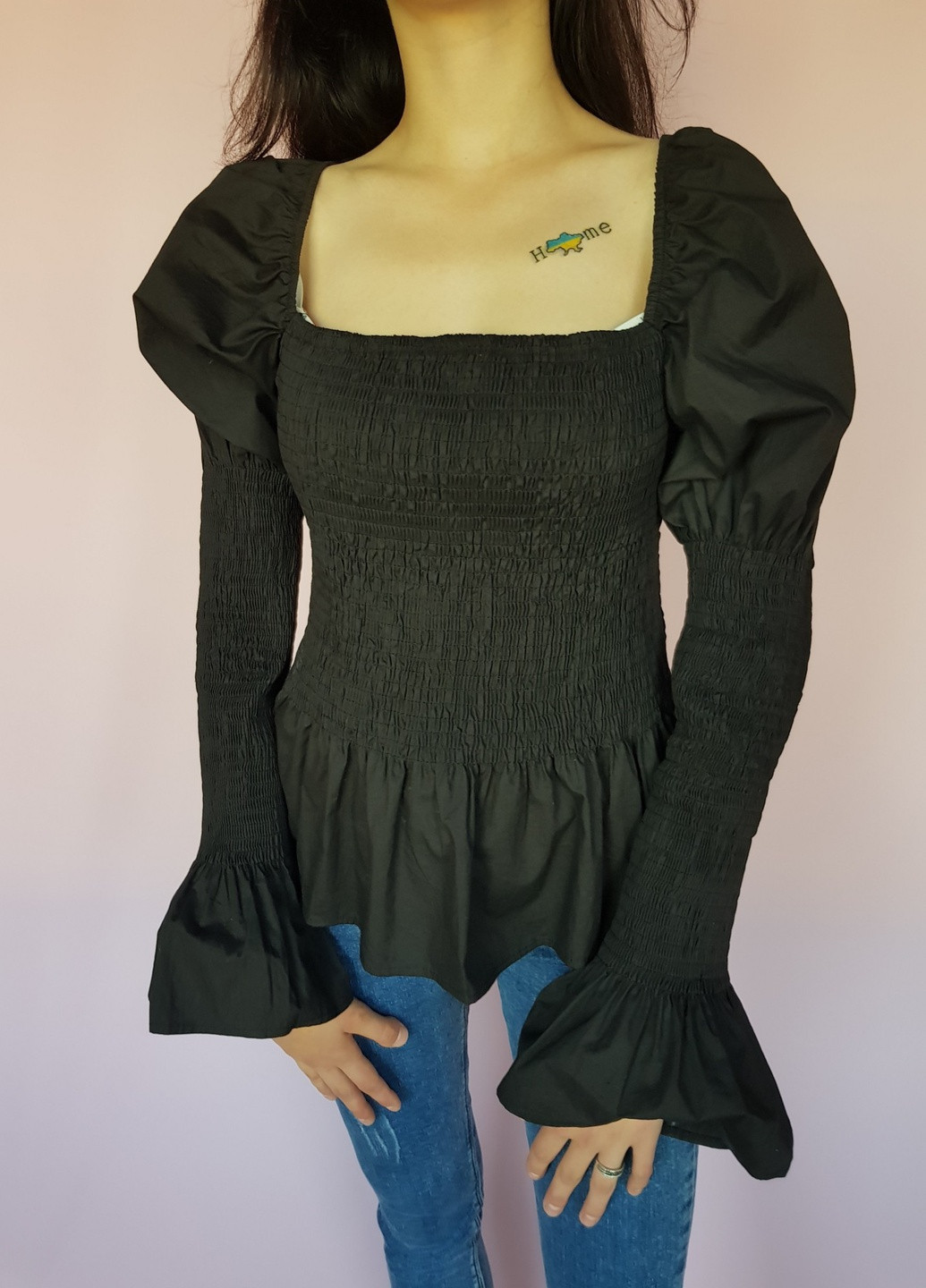 Чорна коротка блуза по фігурі чорна Boohoo