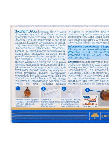 Olimp Nutrition Gold-Vit D3+K2 2000 IU 30 Caps Olimp Sport Nutrition (257410840)