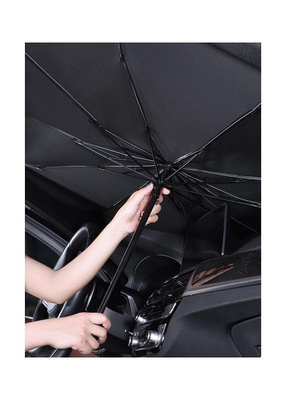 Зонт-шторка (козырек) автомобильный солнцезащитный на лобовое стекло 130х75 см, 10 спиц No Brand (277168996)