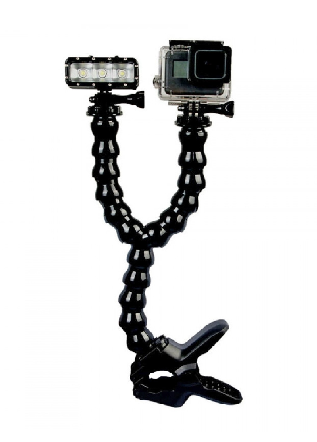 Подвійне кріплення затискач Jaws Flex Clamp щелепи з подвійним шарнірним виносом для екшн-камер (474036-Prob) Unbranded (257183794)