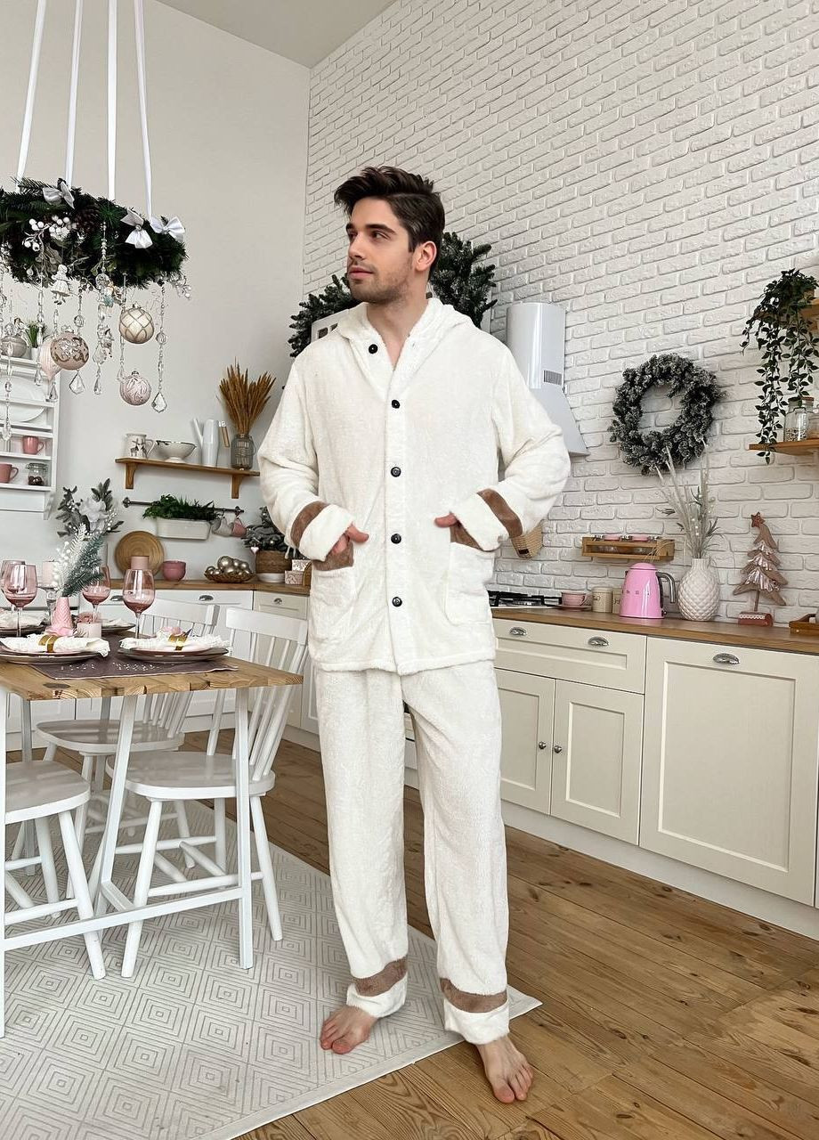 Стильна однотонна чоловіча піжама з кишенями та капюшоном, круті парні піжами No Brand р-1557-208 2 (266718177)