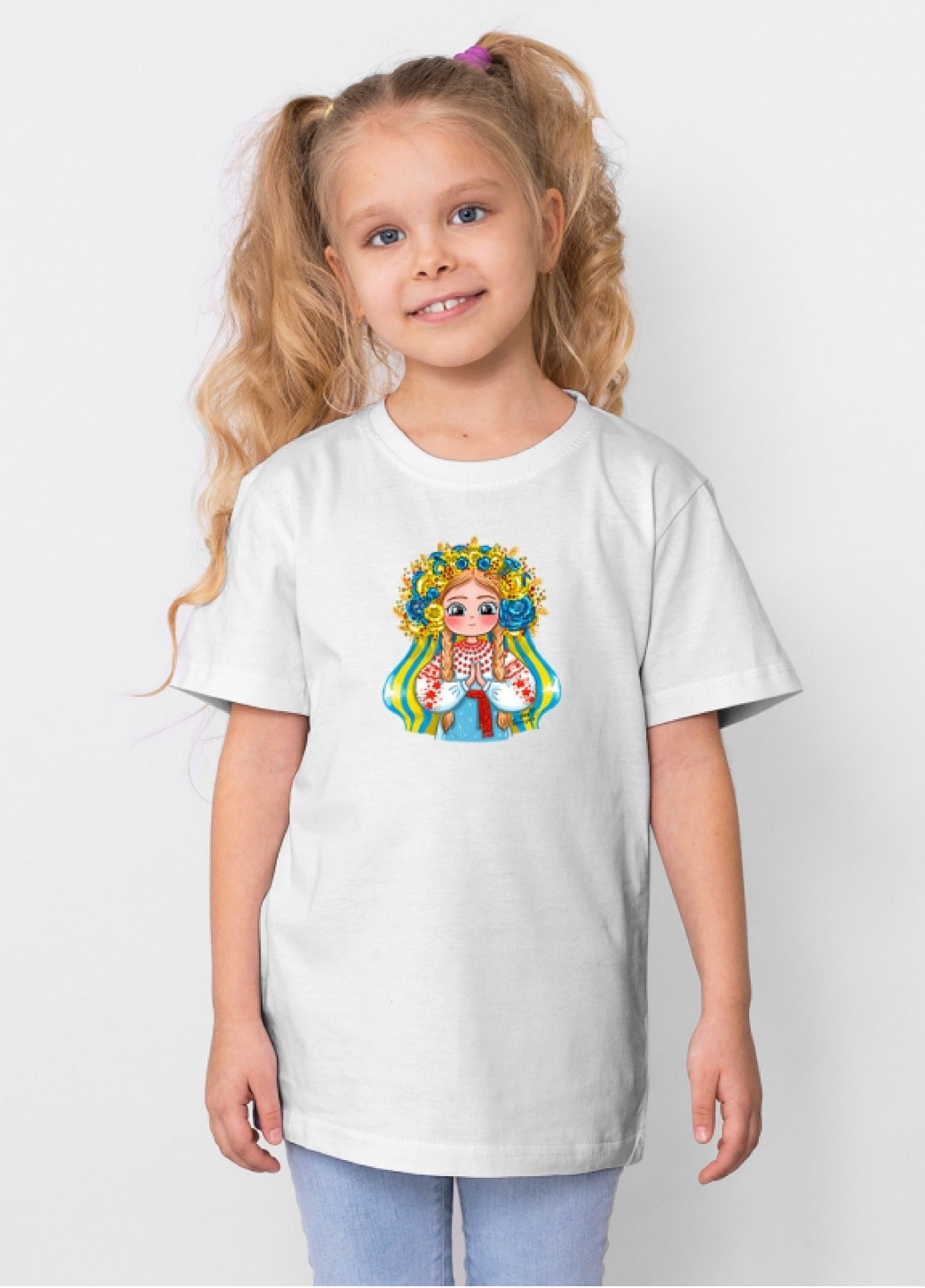 Белая демисезонная детская белая патриотическая футболка "украиночка" No Brand