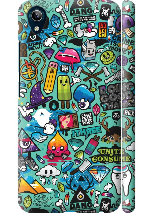 3D пластиковий матовий чохол 'Стікер бомбінг 1' для Endorphone Vivo Y91C (257906045)
