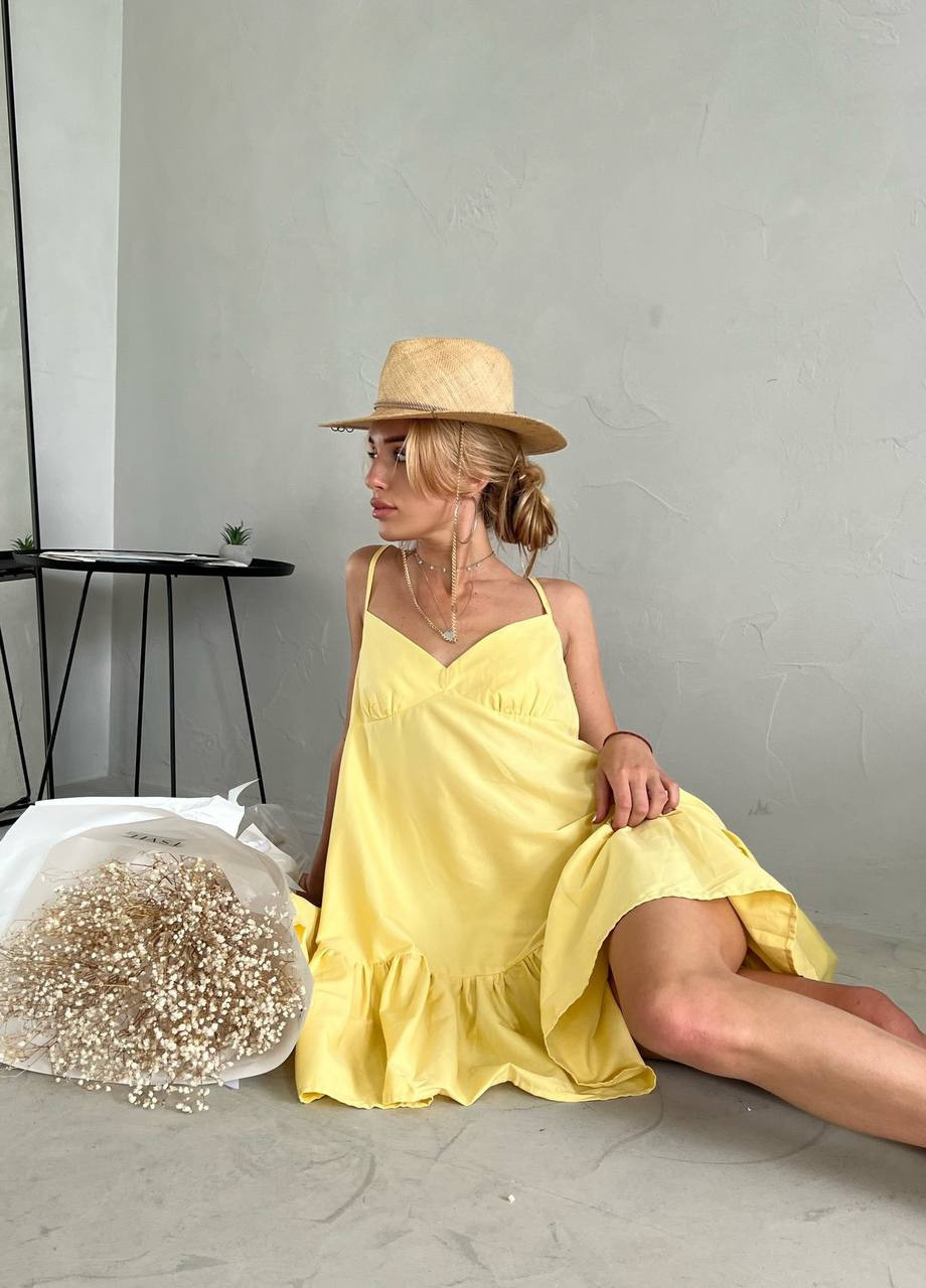 Желтое женское платье коттон No Brand