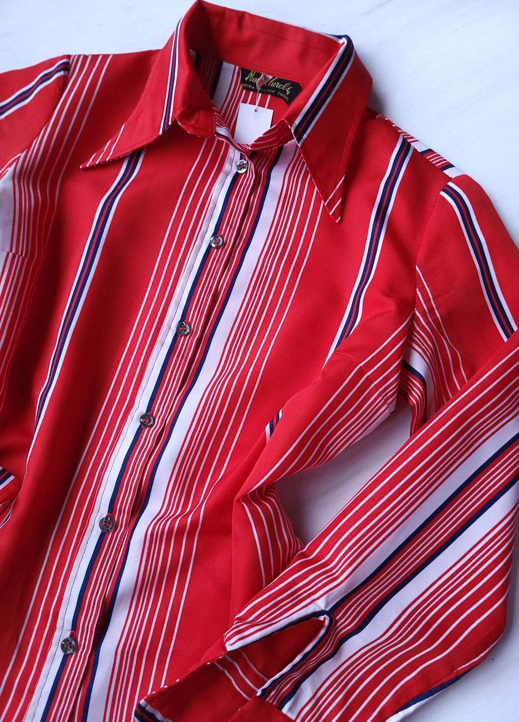 Червона демісезонна блуза-сорочка жіноча в смужку No Brand