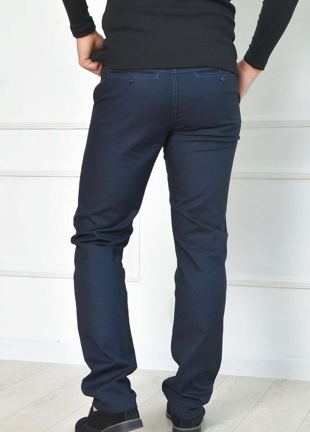 Темно-синие джинсовые демисезонные прямые брюки Let's Shop