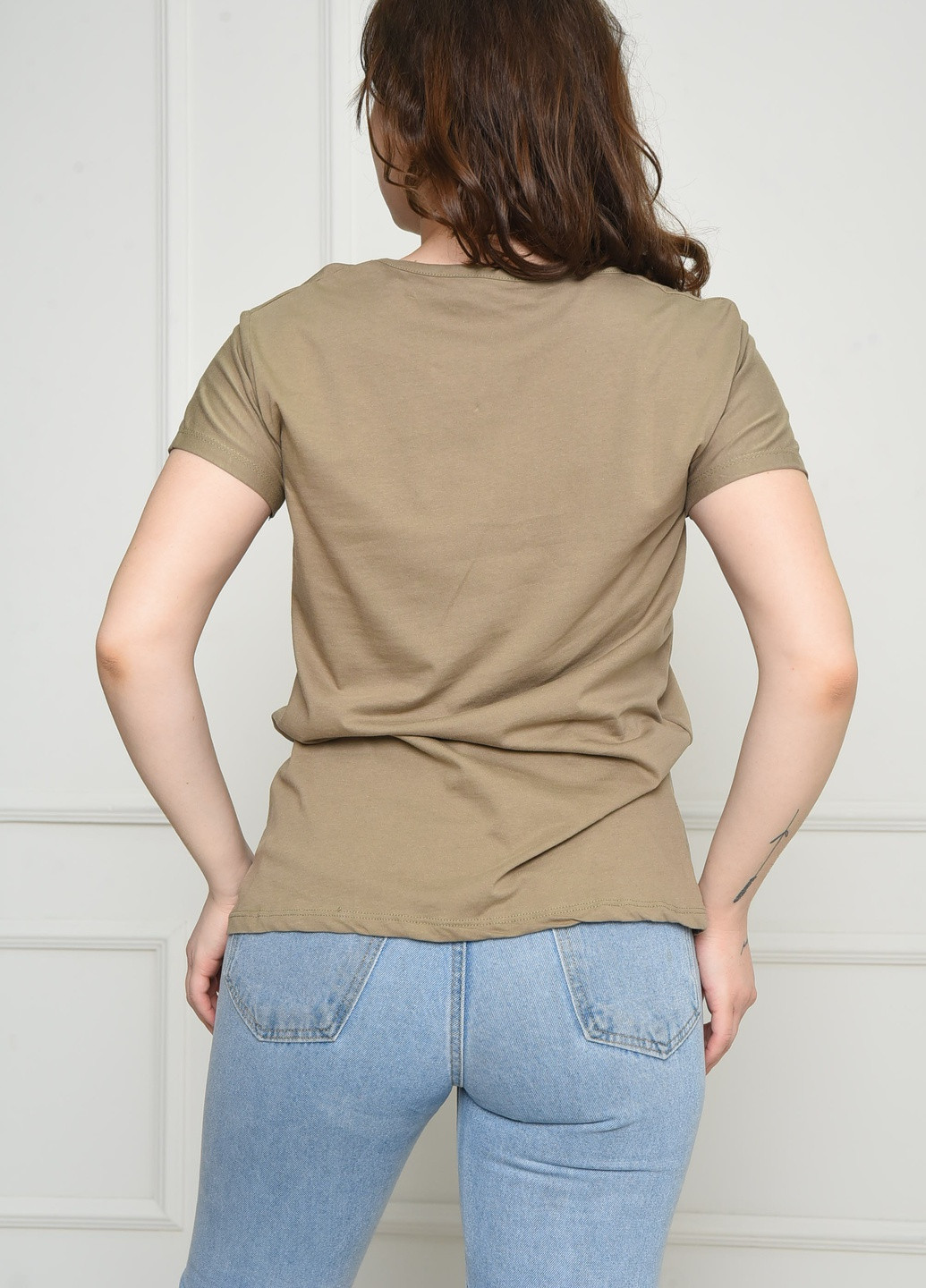 Коричневая летняя футболка женская коричневого цвета Let's Shop