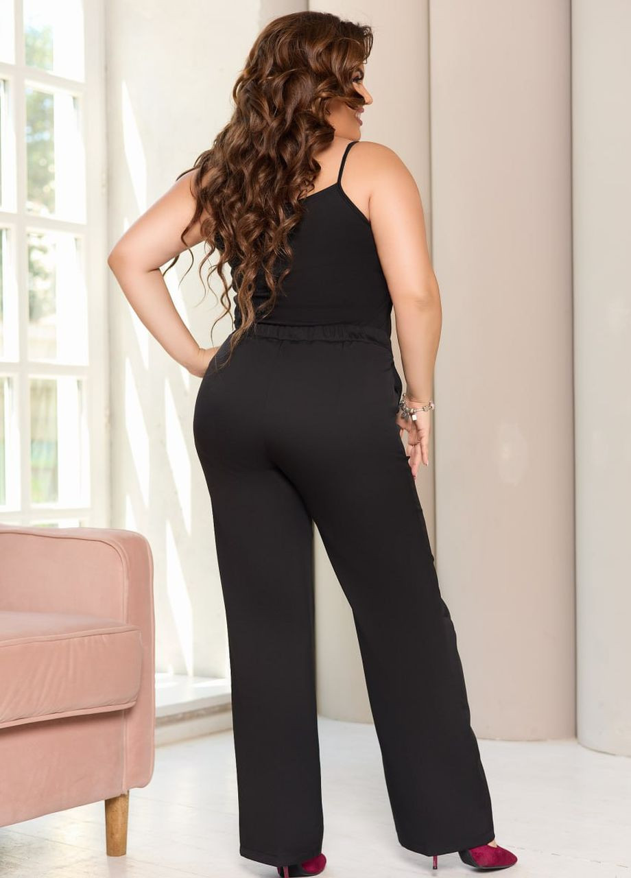 Женские брюки сзади на резинке цвет черный р.48/50 445740 New Trend (269362912)