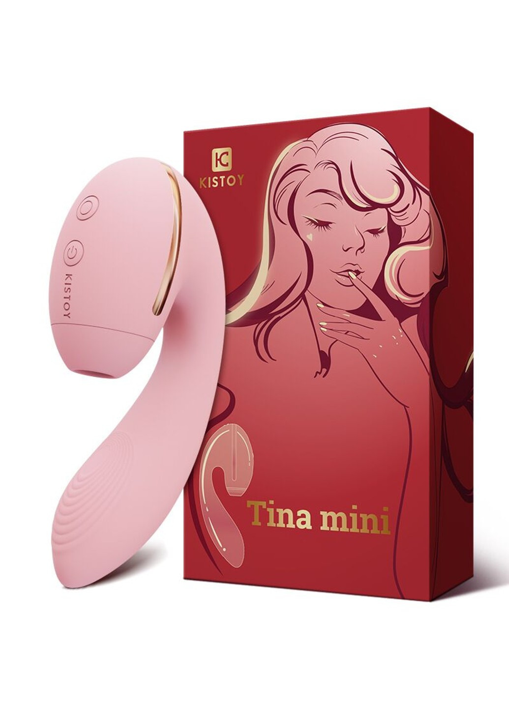 Вакуумний вібратор Tina Mini Pink, вагінально-кліторальний KisToy (257203308)