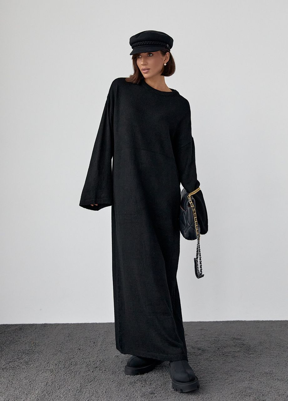 Черное повседневный вязаное платье oversize длиной макси - черный Lurex