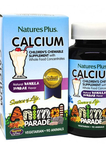 Nature's Plus Animal Parade Calcium (sugar free) 90 Chewable Tabs Vanilla Natures Plus (256719621)