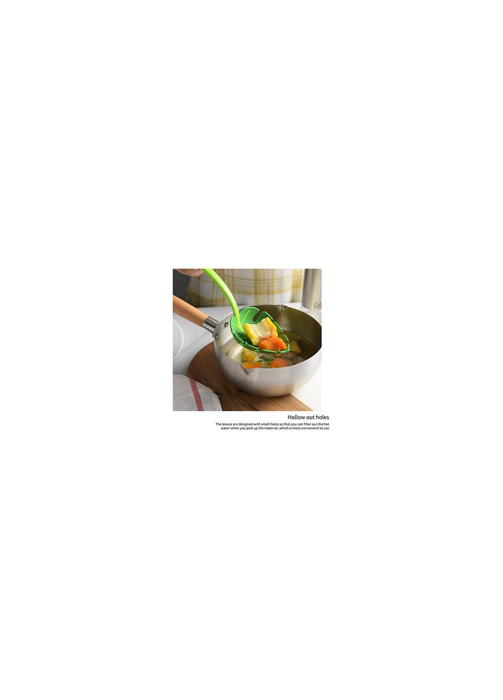 Ложка для салатов и спагетти шумовка в виде листка с прорезями пластмассовая Jungle Spoon Kitchen Master (266629391)