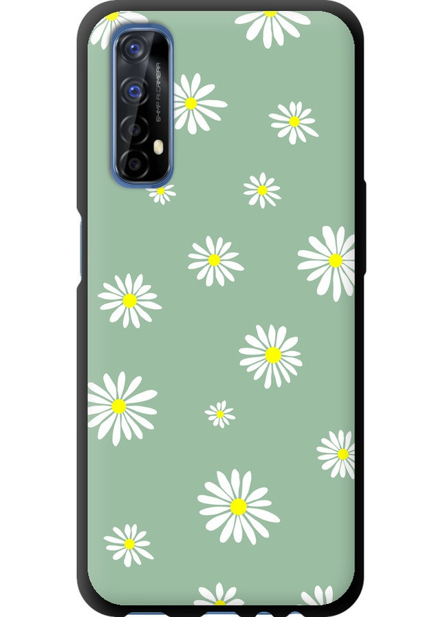TPU черный чехол 'Ромашки v4' для Endorphone Realme 7 (258082083)