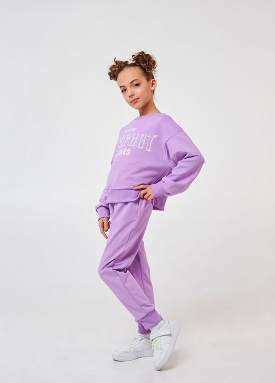 Лиловый детский костюм (свитшот+брюки) | 95% хлопок | демисезон | 122, 128, 134, 140 | удобный и стильный лиловый Smil