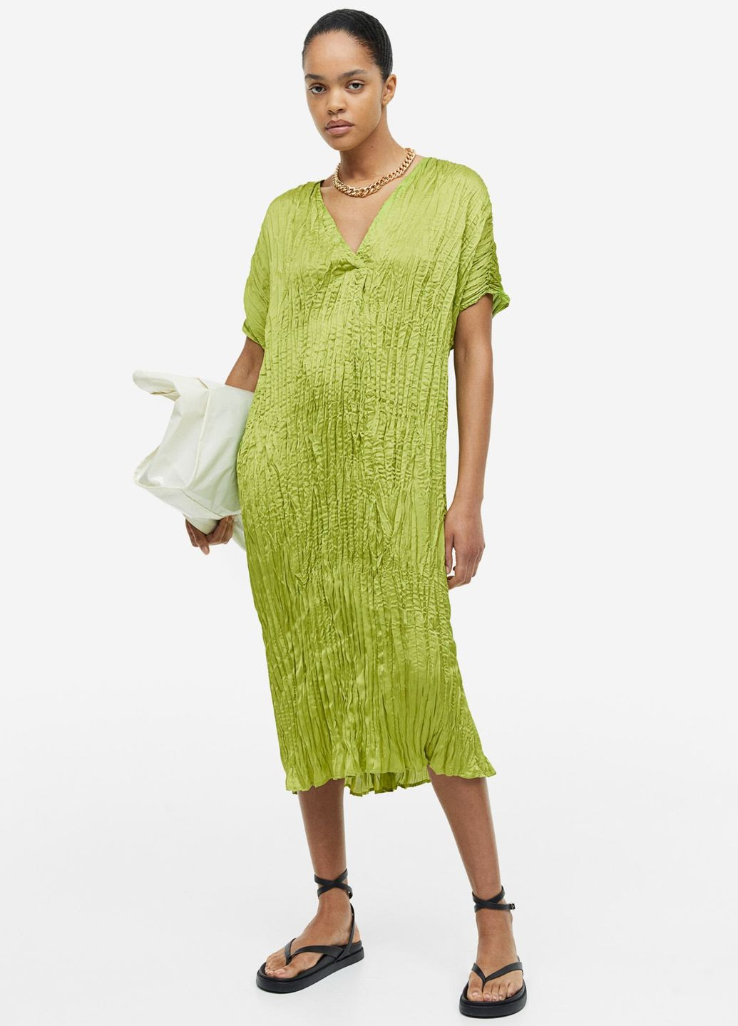 Оливковое повседневный платье H&M однотонное